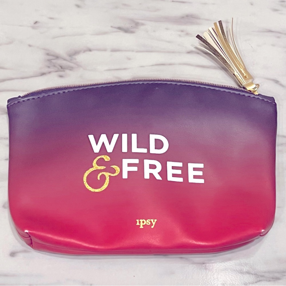 New IPSY  I  Wild & Free Makeup Bag/Wallet in Purple and Fuchsia